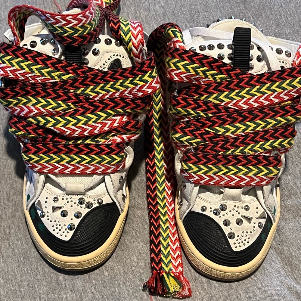 Lanvin Multicolor Big Kids Sneakers with Rhinestones and Spikes